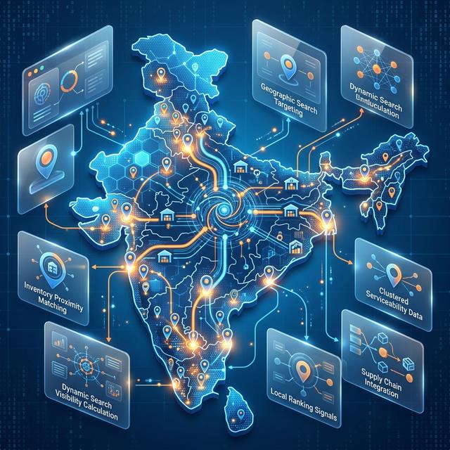 Flipkart SEO Algorithmic Framework - Visualizing Hyper-Local Pin Code Mapping and Tier 1 Logistics Connectivity