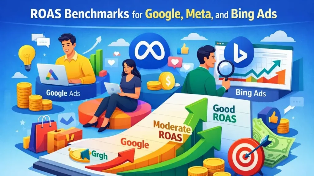 ROAS Benchmarks for Google Meta and Bing Ads