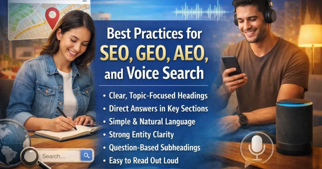 Best Practices for SEO, GEO, AEO, and Voice Search