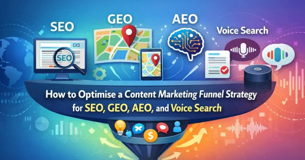 How to Optimise a Content Marketing Funnel Strategy for SEO, GEO, AEO, and Voice Search