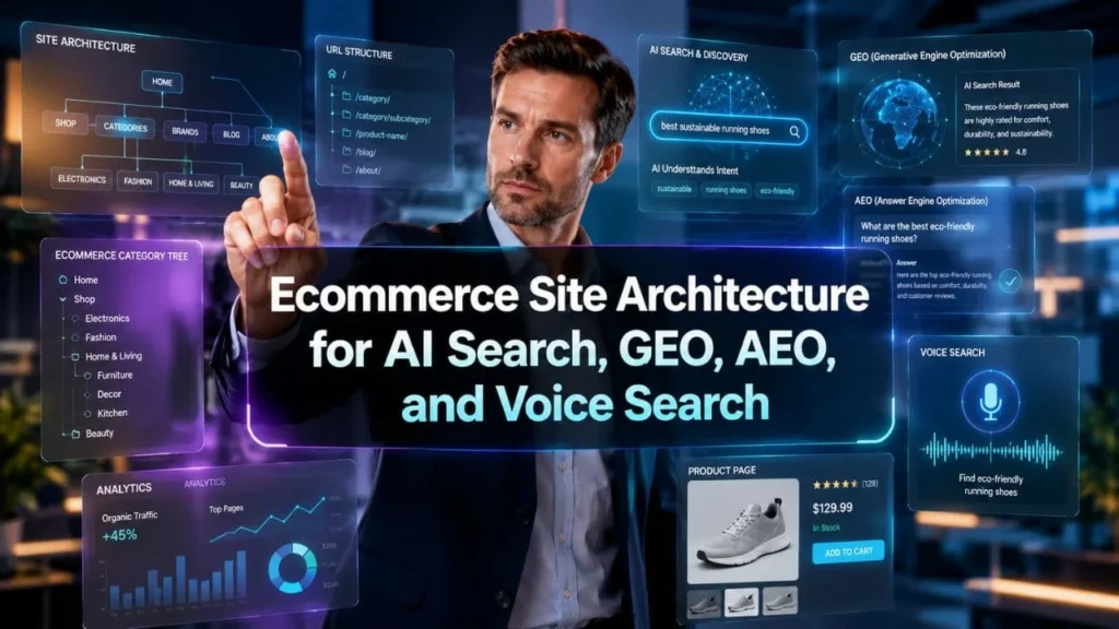Ecommerce Site Architecture for AI Search, GEO, AEO, and Voice Search 