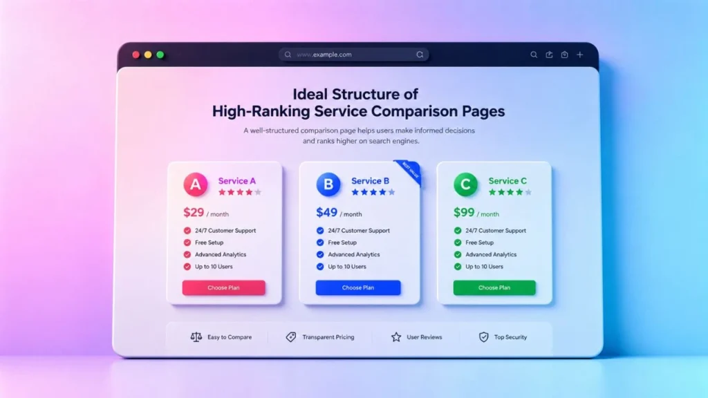Ideal Structure of High-Ranking Service Comparison Pages